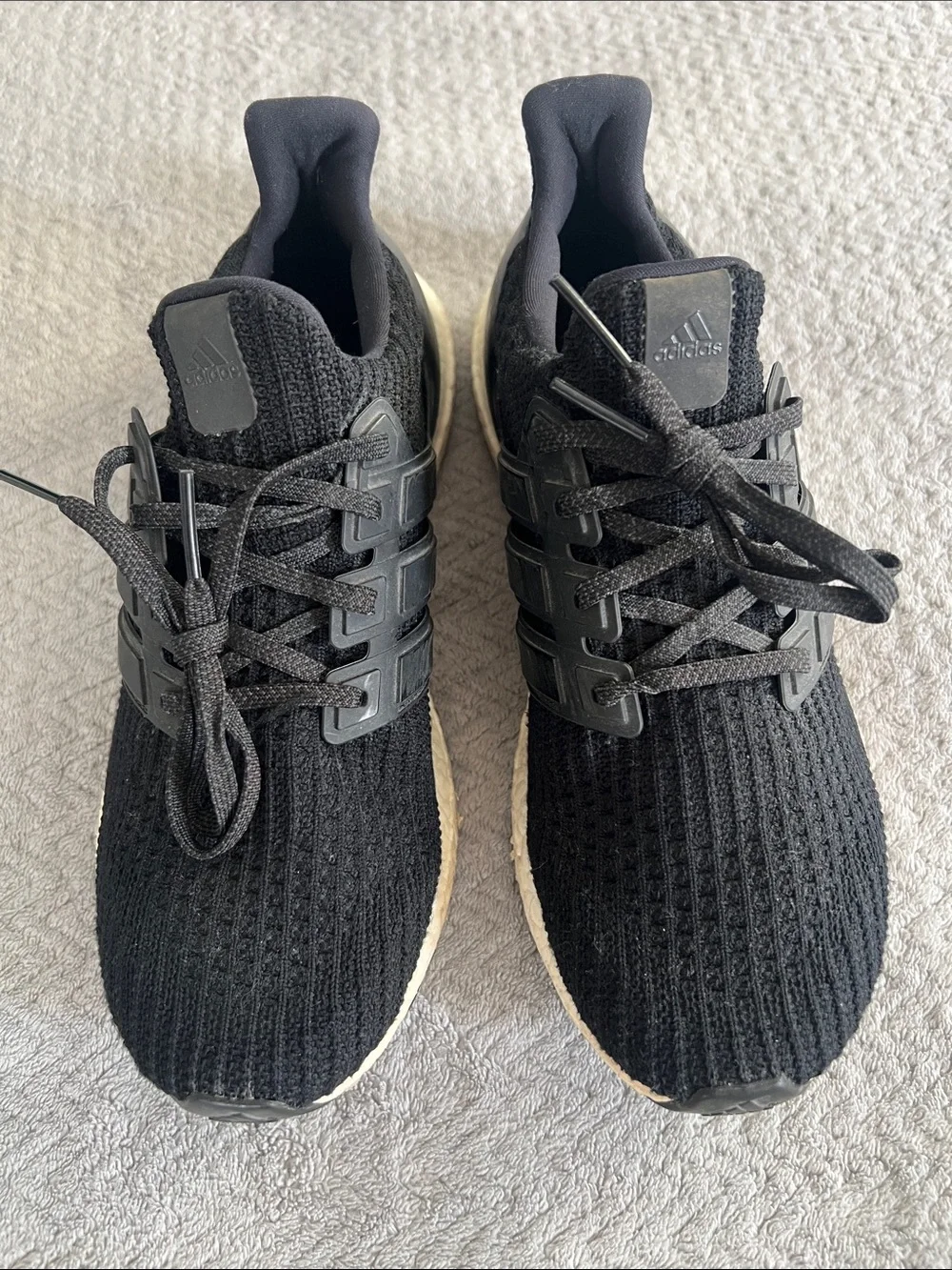 Adidas Performance Ultraboost Black Knit & White Running Shoes Women's Size 10